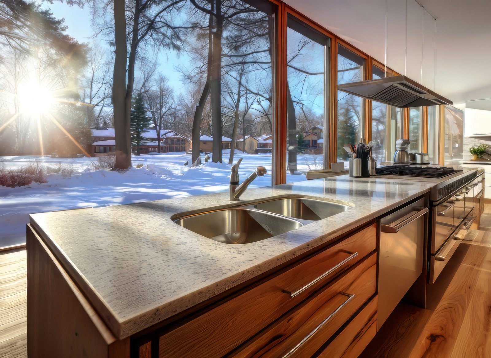 Renovated kitchen overlooking the garden